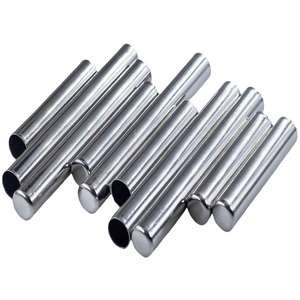 0.3mm X 6mm X 50mm SS304 Stainless Steel Tube Flat Head - a group of silver, cylindrical metal tubes with flat, closed ends arranged together.