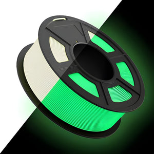1/2kg 500 Gram 1.75mm ABS 3d Printer Filament Spool Filament - a black plastic spool wound with glow-in-the-dark green filament, shown half-lit against a white and black background.