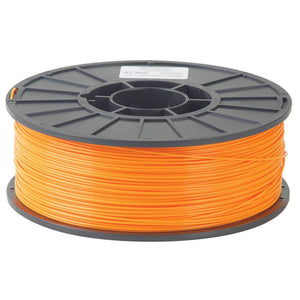 1/2kg 500 Gram 1.75mm ABS 3d Printer Filament Spool Filament - a round black plastic spool wound with bright orange 3D printing filament.