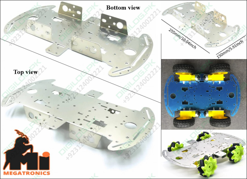 1.5mm Metal Smart Car Chassis Aluminium Alloy 4WD Robot Lightweight Frame