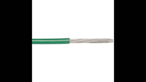 1 Meter Green UL1015 Wire Cable 12AWG Tinned Copper 105 Degree Ul Certification - a close-up of a green insulated wire with exposed stranded tinned copper conductors.