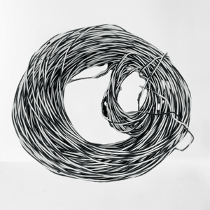 1 Meter Hard Jumper Wires Spiral Wrap Wires Cable - shown as a large, circular coil of black and white striped wires against a plain white background.