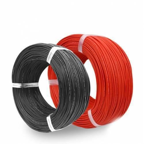 1 Meter Red And Black 10A 220V Flexible Wire - shown as two separate coils, one in black and one in red, each secured with white plastic ties.