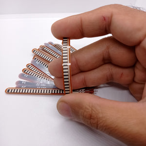 1 Piece 2.2 Inch Flex Sensor Bend Detection Sensor - a thin, brown, rectangular strip with a series of black parallel conductive lines.