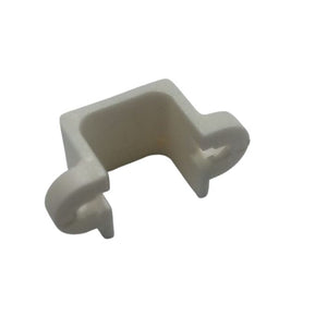 1 Piece N20 DC Gear Motor Mount Bracket - a single white plastic U-shaped mounting clip shown in a close-up view.