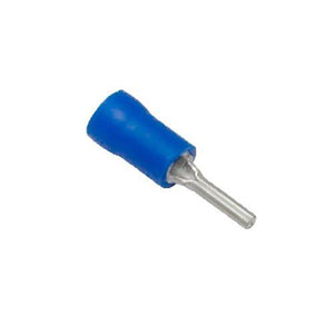 100 Pcs I Type Insulated Thimble Cable Lug Plastic - a single blue insulated pin-style terminal connector on a white background.