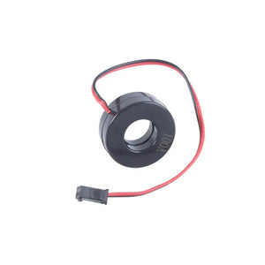 100A AC Current Transformer Ct For Mini Ammeter Current Meter - a black circular sensor with a central hole, attached to a red and black wire ending in a small black connector.
