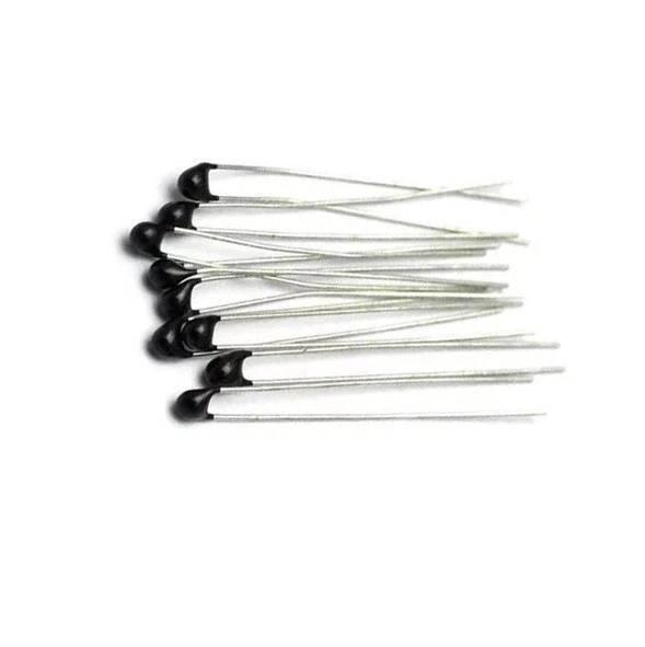 100k NTC Thermistor Thermal Resistor Temperature Sensor NTC-MF52AT - a group of small black bead-shaped sensors with two thin silver leads each.