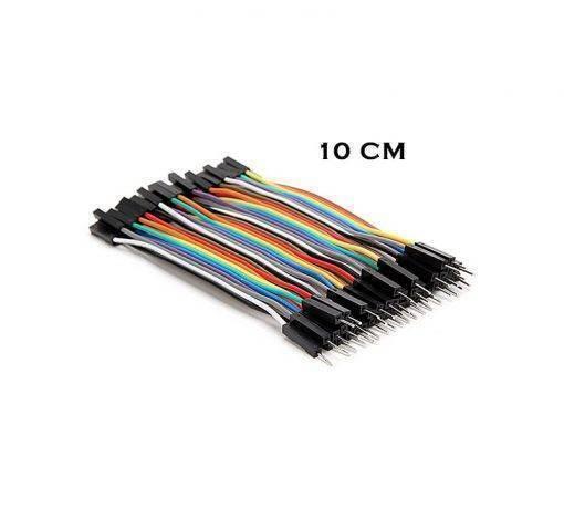 10cm Pin To Hole Jumper Wire Dupont Line 40 Pin Male To Female Arduino Jumper Wires - a bundle of 40 multi-coloured male-to-female jumper wires labeled 10 CM.