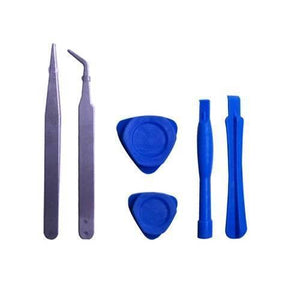 14 Pcs Repair Tools Screwdrivers Kit For Smartphone Pc Tablet 2811 - two metal tweezers, two blue plastic triangular picks, and two blue plastic pry tools.