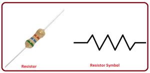 150pcs Resistor Pack Of 15 Values 10R,47R,100R,220R,330R,470R,1k,2.2k,4.7k,6.8k,10k,22k,47k,100k,220k - a single axial-lead electronic component with green, blue, and red color bands, shown next to a black zigzag resistor circuit symbol.