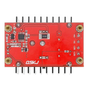 150W DC To DC Boost Converter 10 32V To 12 35V 6A Step Up Power Supply Module - a red rectangular circuit board with a heatsink, an R010 resistor, and labeled IN+, IN-, OUT-, and OUT+ terminals.