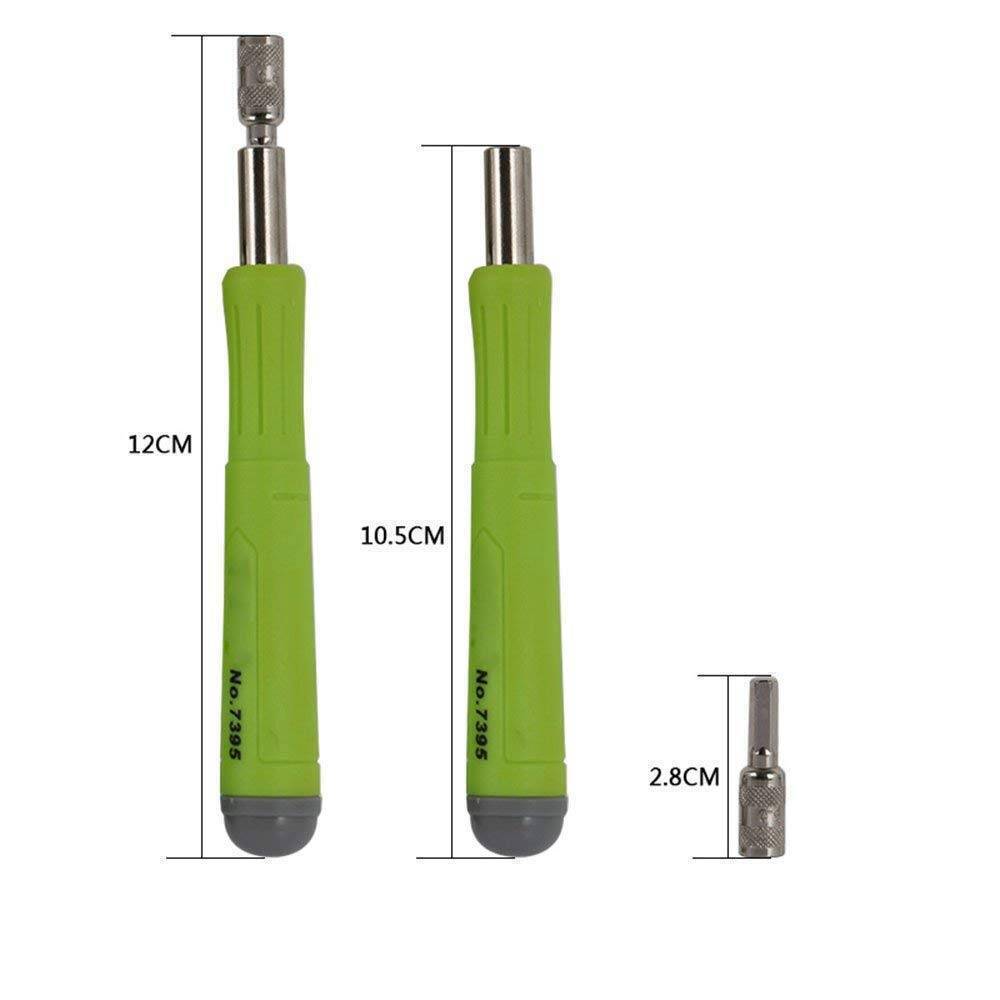 16 In 1 Multi Functional Screwdriver Precision Set - shown with two green handles and one silver bit, including dimension labels in centimeters.