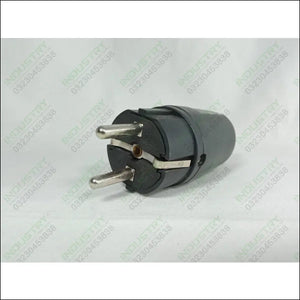 16A 2Pin Industrial Plug Safety Male Female Connector 250V - a grey, cylindrical two-pin male plug with metal grounding contacts.