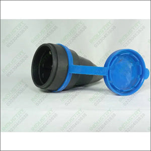 16A 2Pin Industrial Plug Safety Male Female Connector 250V - shown as a black cylindrical industrial connector with an attached blue protective cap.