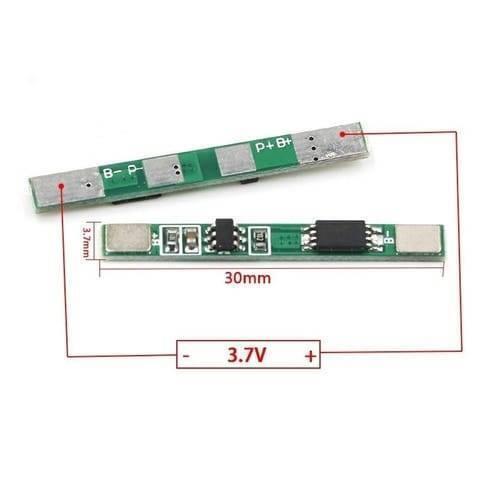 1s 3A 3.7V Li-ion BMS Pcm Protection Board Without Wire For 18650 Lithium Lion Battery - two green circuit boards with metal contact pads and a dimension diagram indicating a 30mm length.