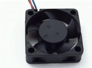 2 Wire 40x40x20mm 12V DC Brushless Fan - a black, square-shaped cooling fan with five blades and two thin red and blue wires extending from the top.