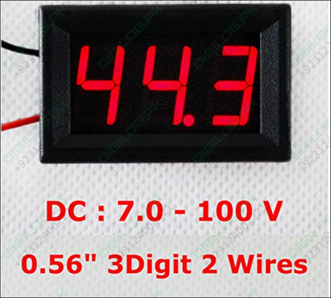 2 Wire DC 7-100V 0.56’’ Mini Digital red LED Display Volt Meter Voltmeter Voltage Meter Panel Digital Voltmeter Gauge