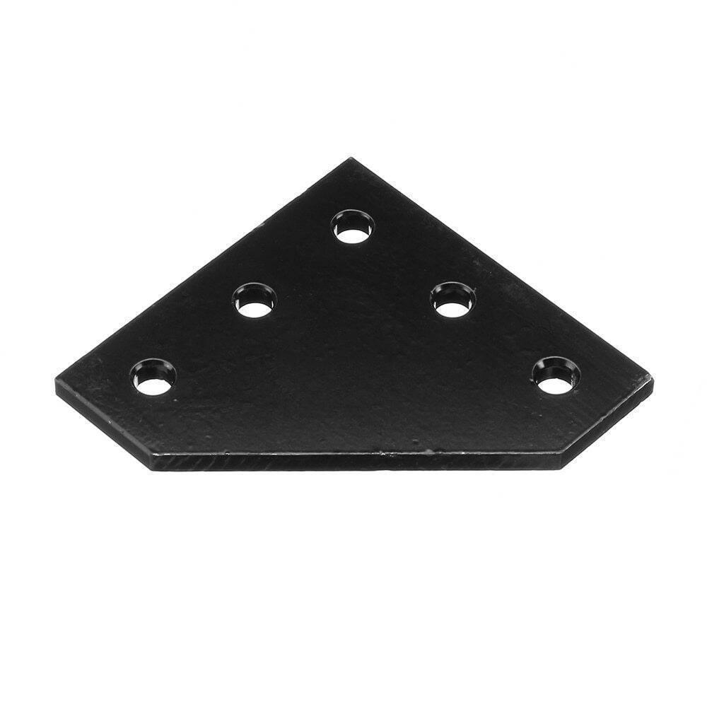 2020 90 Degree l Type Aluminum Profile Connector Joint Plate Corner Bracket For Aluminum Profile - a black, triangular metal plate with five countersunk mounting holes.