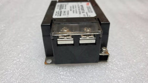 20A 220V WYFS20T1A Electrical Noise Filter - a close-up of the black rectangular unit showing its two-terminal screw connector block with a clear cover.