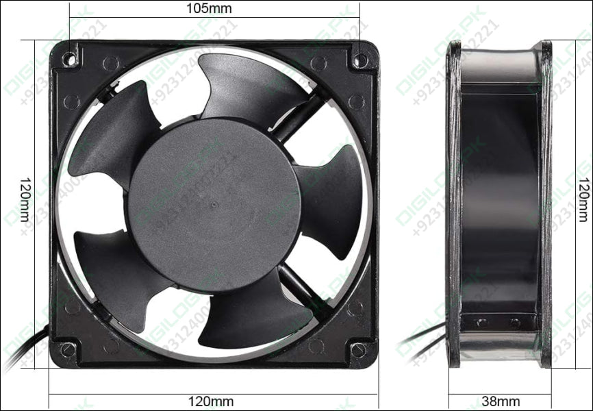 220V Cooling Fan 120mm x 120mm x 38mm 0.14A Dual Ball Bearings 4.75 Inch Fan