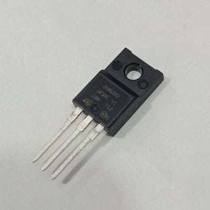 24N60M2 N-channel Power MOSFET - a black, three-pin electronic component with a mounting hole, shown from a top-down perspective on a white background.