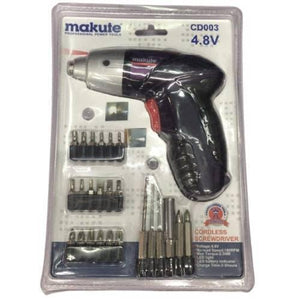 26 Pcs 4.8V Wireless Rechargeable Cordless Screwdriver Drill Machine Kit - its original plastic blister packaging with various screwdriver bit accessories.