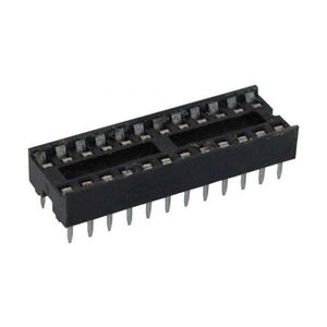 28 Pin DIP IC Socket Base Adaptor Connector - a black plastic rectangular component featuring two parallel rows of 14 metal pins for through-hole mounting.
