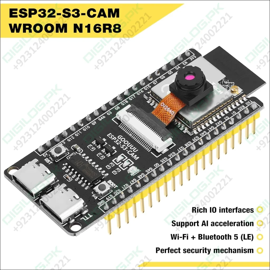 ESP32 S3 CAM Development Board with OV2640 Camera - ESP32-S3-WROOM N16R8 Module WiFi Bluetooth Microcontroller MCU