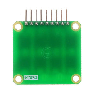 2x4 Matrix Keyboard 8 Pushbutton Keypad V1.02 Expansion Module For Arduino - the green rectangular circuit board underside with an 8-pin header connector.