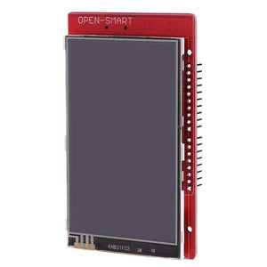 3.2 Inch TFT LCD Display Module Touch Screen Shield - a black screen mounted on a red circuit board with a side row of pins.