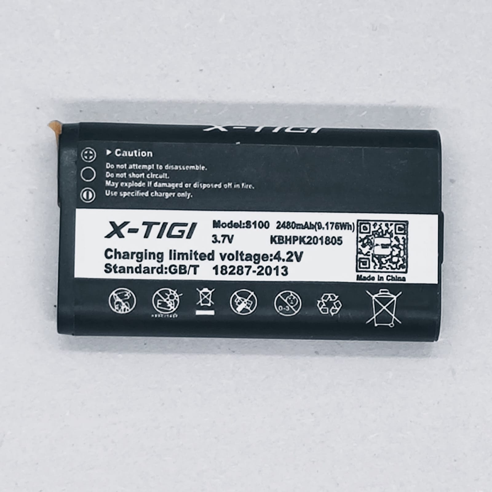 3.7V 2480mAh Lithium Ion Battery Without BMS | Alternative Of 2000mAh Or 3000mAh - a rectangular black battery pack with technical specifications and safety warnings printed on the front label.