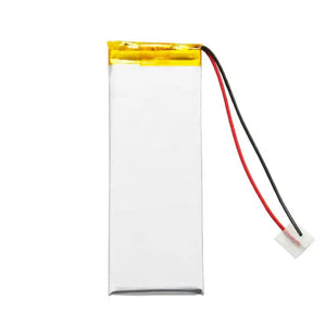 3.7V 800mAh Battery Rechargeable Lithium Polymer Ion Battery TW382774 - a rectangular silver pouch cell with two wires connected to a white plastic connector.