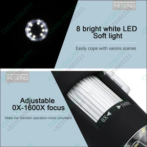 3 IN 1 1600X Zoom 8 LED USB Microscope Digital Magnifier Endoscope Video Camera