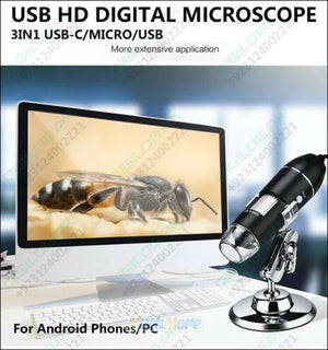 3 IN 1 1600X Zoom 8 LED USB Microscope Digital Magnifier Endoscope Video Camera
