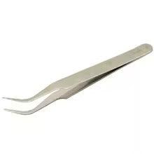 3 Pcs Stainless Steel Electronic Tweezers Set - a single silver-coloured, curved-tip stainless steel tweezer isolated against a white background.