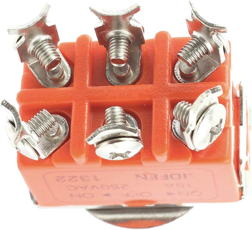 3 Position On Off On Screw Terminal Toggle Switch 6 Pin Pakistan - a close-up of the orange plastic base with six metal screw terminals.