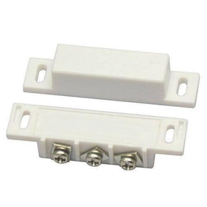 3 Wire No Nc Magnetic Reed Sensor Signal Switch For Door Access Control - two white plastic rectangular components with mounting tabs and three screw terminal connectors.
