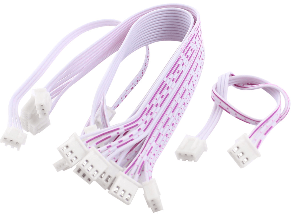 3 Wires 2.54mm Pitch Female To Female JST Xh Connector Cable Wire 6 Inch - a collection of white ribbon cables with 3-pin female connectors.