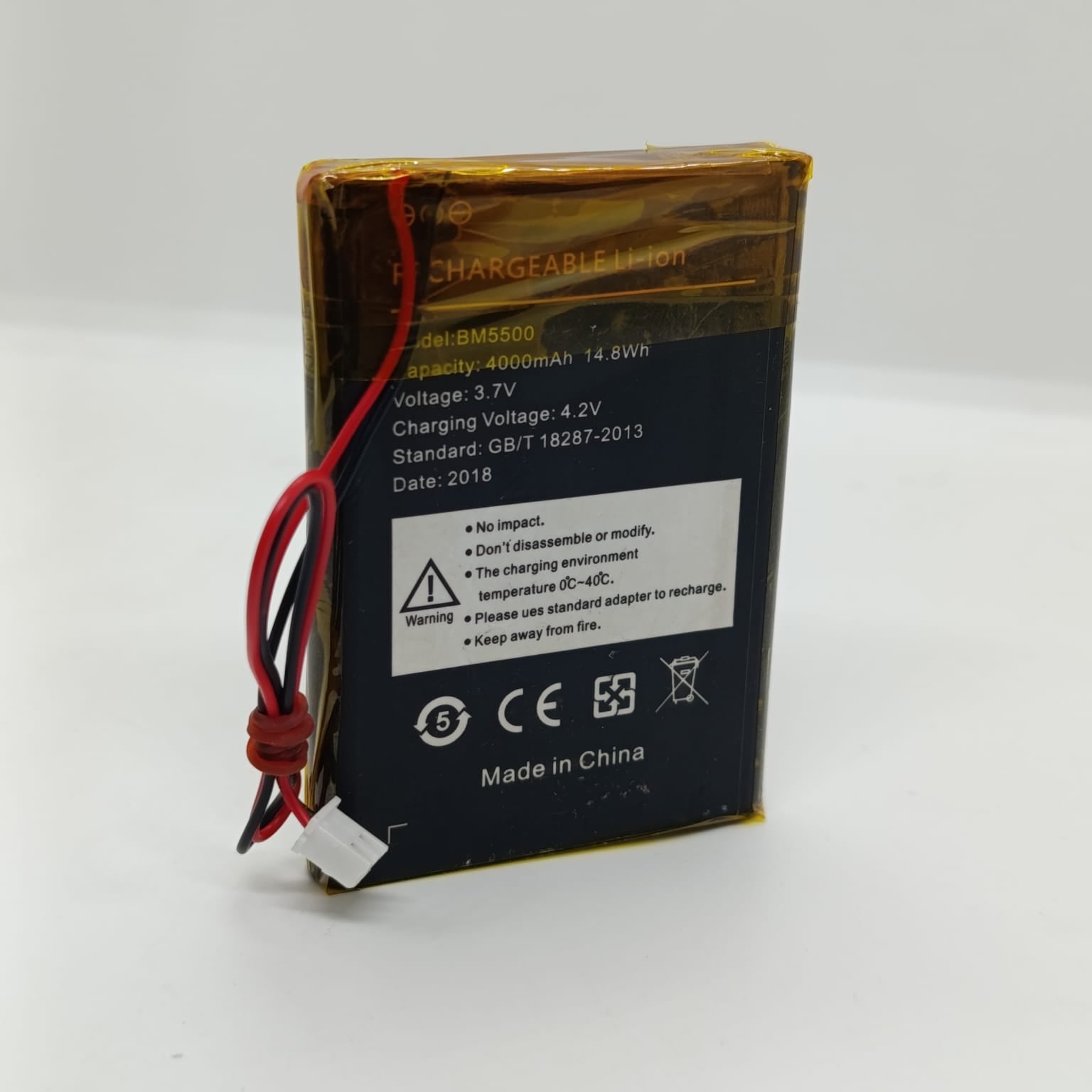 3.7v 4000mA Li Ion Battery With JST 2.54MM Connector 14.8Wh