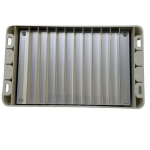 30A 12V/24V LCD Solar Panel Regulator Generator Charge Charging Controller CM3024Z - the rear view of the rectangular beige plastic housing with a silver metal heat sink.