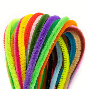 30cm Length Randomly Bended Polyester Hair Root Hair Strip Twist Sticks - shown as a bundle of multi-coloured, fuzzy, flexible craft pipe cleaners.