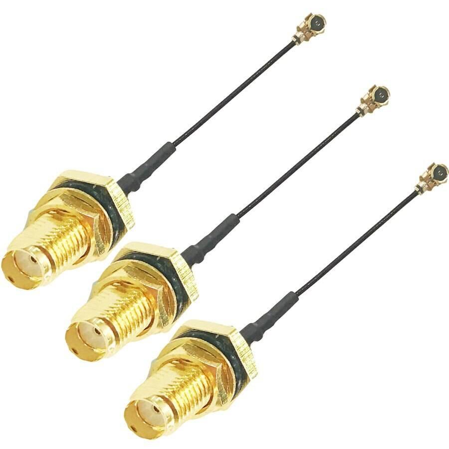 30mm Length For 2mm Size 1st Generation Ipex To SMA Female Antenna Connector - Connector: three gold-coloured SMA female to Ipex connector cables.
