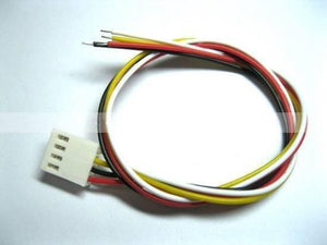 4 Pin RGB Panel Connector Fan Connection Pair With Male Header - a white four-pin connector attached to a bundle of red, black, white, and yellow wires.