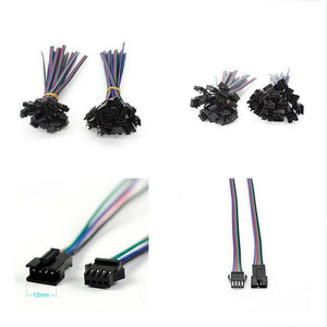 4 Pin Sm Connector Male To Female 4pin Sm Connector Cable For RGB LED Strip - shown in bundles and close-up views with a 12mm dimension label.