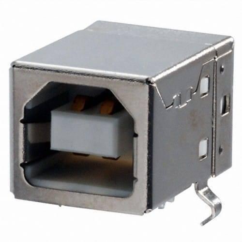 4 Pin USB b Type Socket Connector - a silver metal rectangular port with a white plastic internal housing featuring four gold-coloured contact pins.