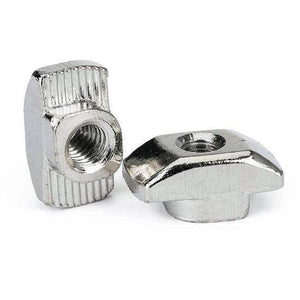 40XM8 T Nut Sliding T Nut Hammer Drop In Nut Fasten Connector M8 Series - two silver-coloured metal T-nuts with threaded holes on a white background.