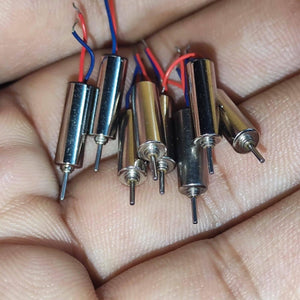 412 Coreless Motor DC3.7V Super Small Iron Boron Strong Small Motor Turn 72000 RpmCoreless Motor - a handful of small, cylindrical silver motors with thin red and blue wires and a single metal shaft protruding from the front.