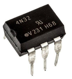4N32 Optocoupler Photo Darlington Opto Isolator - a black, rectangular electronic component with six metal pins, featuring the text "4N32" and "V 231 H68" printed on its top surface.