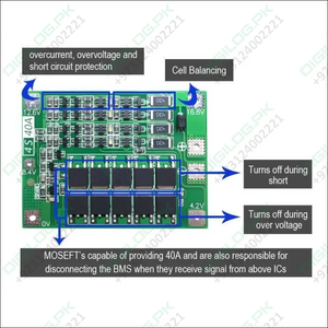 4s Bms 40a Li-ion Battery Protection Board Balanced Version
